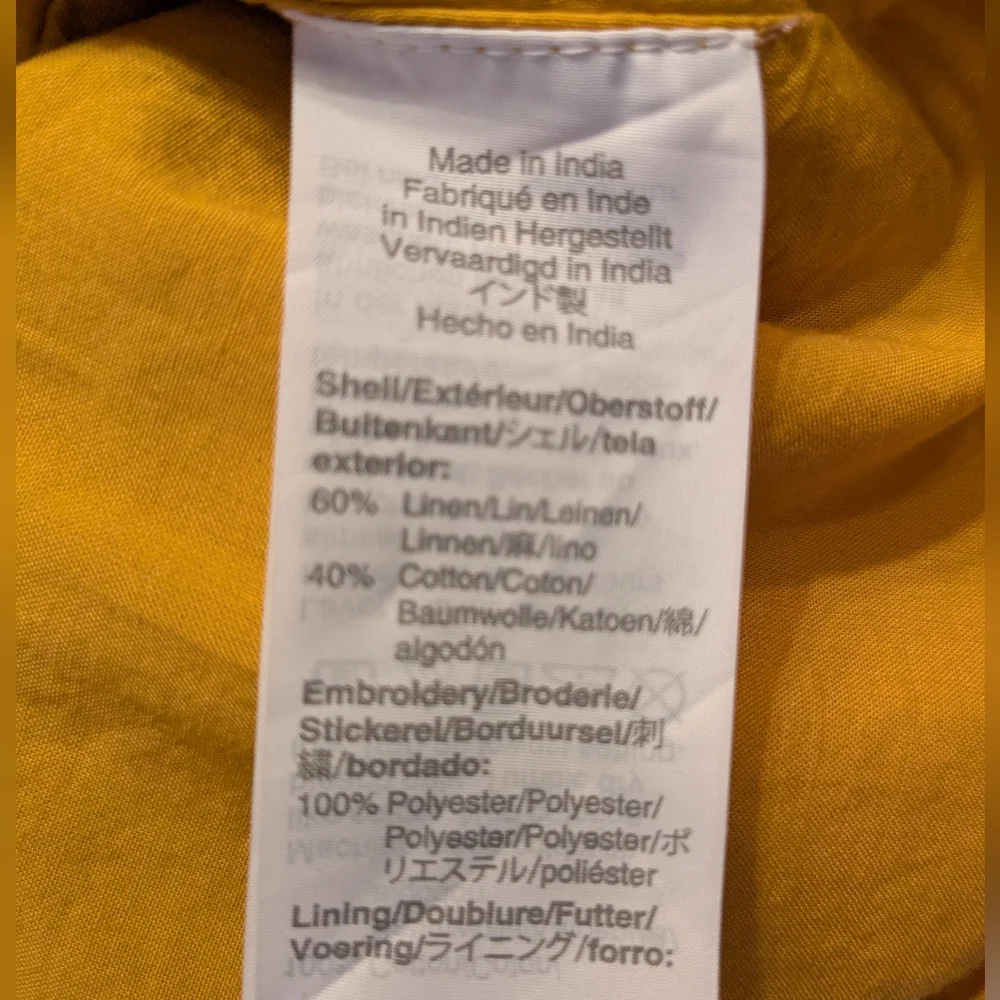 J Crew Mustard Yellow Embroidered Floral Blouse